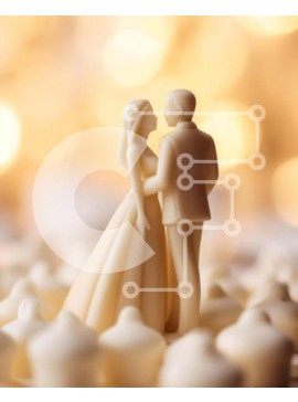 Σετ των 2 Intra Συλλεκτικό Ξύλινο Παζλ Plywood  4mm - Ειδώλιο νύφης και γαμπρού στην επίδειξη γαμήλιων κέικ Σε Ξύλινο Κουτί - Διαστάσεις: 10x10 cm – 25 κομμάτια