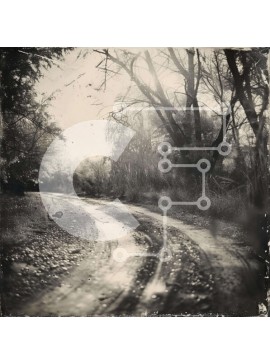 Intra Συλλεκτικό Ξύλινο Παζλ Plywood  4mm - Χωματόδρομος μέσα από το δάσος με φόντο παλιάς φωτογραφίας Σε Ξύλινο Κουτί - Διαστάσεις: 10x10 cm – 25 κομμάτια