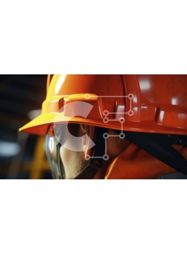 Intra Συλλεκτικό Ξύλινο Παζλ Plywood  4mm - Άτομο με πορτοκαλί σκληρό καπέλο και προστατευτικά γυαλιά Σε Ξύλινο Κουτί - Διαστάσεις Puzzle: 10x10 cm – 25 κομμάτια