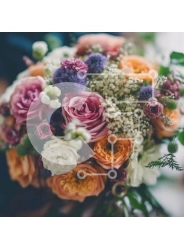 Intra Συλλεκτικό Ξύλινο Παζλ Plywood  4mm - Πολύχρωμο μπουκέτο λουλουδιών με τριαντάφυλλα, μαργαρίτες και γαρύφαλλα Σε Ξύλινο Κουτί - Διαστάσεις: 10x10 cm – 25 κομμάτια