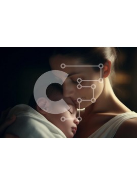 Intra Συλλεκτικό Ξύλινο Παζλ Plywood  4mm - Μητέρα που αγκαλιάζει το νεογέννητο μωρό Σε Ξύλινο Κουτί - Διαστάσεις Puzzle: 10x10 cm – 25 κομμάτια