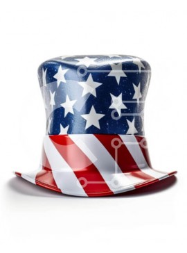 Intra Συλλεκτικό Ξύλινο Παζλ Plywood  4mm - Πατριωτικό καπέλο αμερικανικής σημαίας Σε Ξύλινο Κουτί - Διαστάσεις Puzzle: 10x10 cm – 25 κομμάτια