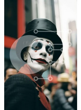 Intra Συλλεκτικό Ξύλινο Παζλ Plywood  4mm - Άνδρας ντυμένος Τζόκερ στην Urban Street Σε Ξύλινο Κουτί - Διαστάσεις Puzzle: 10x10 cm – 25 κομμάτια