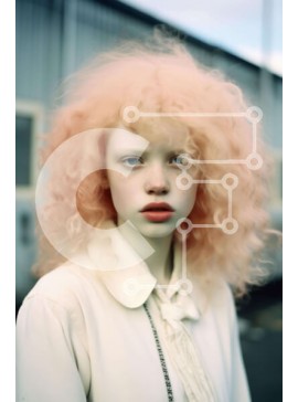 Intra Συλλεκτικό Ξύλινο Παζλ Plywood  4mm - Νεαρή γυναίκα με ροζ μαλλιά μπροστά από το βιομηχανικό κτήριο Σε Ξύλινο Κουτί - Διαστάσεις Puzzle: 10x10 cm – 25 κομμάτια