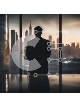 Intra Συλλεκτικό Ξύλινο Παζλ Plywood  4mm - Επιχειρηματίας που απολαμβάνει τη θέα στον ορίζοντα της πόλης Σε Ξύλινο Κουτί - Διαστάσεις Puzzle: 10x10 cm – 25 κομμάτια