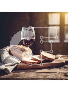 Σετ των 2 Intra Συλλεκτικό Ξύλινο Παζλ Plywood  4mm - Ποτήρι κόκκινο κρασί και φέτες ψωμί Σε Ξύλινο Κουτί - Διαστάσεις: 10x10 cm – 25 κομμάτια