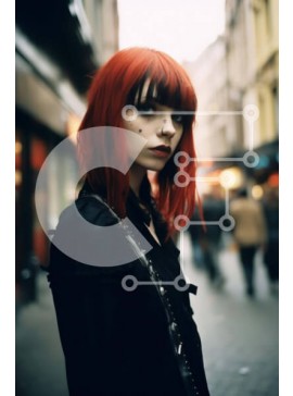 Intra Συλλεκτικό Ξύλινο Παζλ Plywood  4mm - Νεαρή γυναίκα στην αστική οδό Σε Ξύλινο Κουτί - Διαστάσεις Puzzle: 10x10 cm – 25 κομμάτια