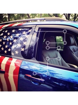 Intra Συλλεκτικό Ξύλινο Παζλ Plywood  4mm - Μπλε SUV με διακοσμήσεις με αμερικανική σημαία Σε Ξύλινο Κουτί - Διαστάσεις Puzzle: 10x10 cm – 25 κομμάτια