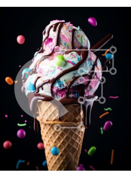 Σετ των 2 Intra Συλλεκτικό Ξύλινο Παζλ Plywood  4mm - Πολύχρωμο χωνάκι βάφλα παγωτού Σε Ξύλινο Κουτί - Διαστάσεις: 10x10 cm – 25 κομμάτια