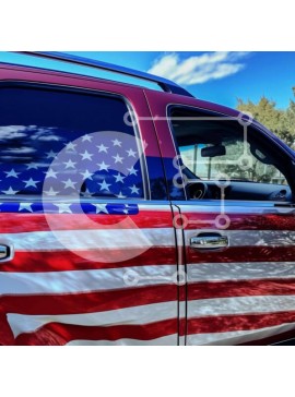 Intra Συλλεκτικό Ξύλινο Παζλ Plywood  4mm - Κόκκινο και λευκό φορτηγό με διακόσμηση αμερικανικής σημαίας Σε Ξύλινο Κουτί - Διαστάσεις Puzzle: 10x10 cm – 25 κομμάτια