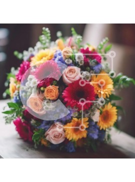 Intra Συλλεκτικό Ξύλινο Παζλ Plywood  4mm - Πολύχρωμο μπουκέτο λουλουδιών σε παλιό ξύλινο τραπέζι Σε Ξύλινο Κουτί - Διαστάσεις: 10x10 cm – 25 κομμάτια