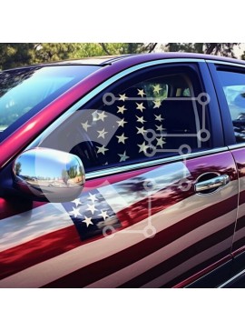 Intra Συλλεκτικό Ξύλινο Παζλ Plywood  4mm - Κόκκινο αυτοκίνητο με αμερικανική σημαία Σε Ξύλινο Κουτί - Διαστάσεις Puzzle: 10x10 cm – 25 κομμάτια