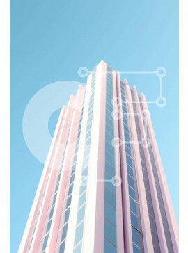 Intra Συλλεκτικό Ξύλινο Παζλ Plywood  4mm - Ψηλό ροζ κτήριο που επιπλέει στον ουρανό Σε Ξύλινο Κουτί - Διαστάσεις Puzzle: 10x10 cm – 25 κομμάτια