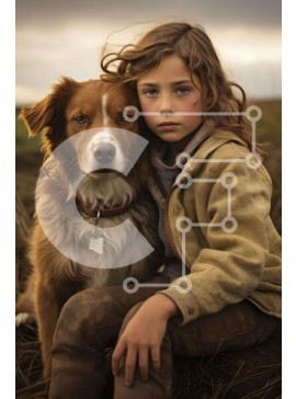 Σετ των 2 Intra Συλλεκτικό Ξύλινο Παζλ Plywood  4mm - Νεαρό κορίτσι που παίζει με τον καφέ σκύλο και άλλα ζώα Σε Ξύλινο Κουτί - Διαστάσεις: 10x10 cm – 25 κομμάτια