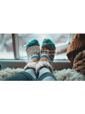 Intra Συλλεκτικό Ξύλινο Παζλ Plywood  4mm - Ατομικά πόδια σε πολύχρωμες κάλτσες από το παράθυρο Σε Ξύλινο Κουτί - Διαστάσεις Puzzle: 10x10 cm – 25 κομμάτια