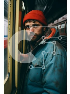 Intra Συλλεκτικό Ξύλινο Παζλ Plywood  4mm - Άτομο που κοιτάζει έξω από το παράθυρο τρένου Σε Ξύλινο Κουτί - Διαστάσεις Puzzle: 10x10 cm – 25 κομμάτια