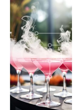 Intra Συλλεκτικό Ξύλινο Παζλ Plywood  4mm - Ροζ μαρτίνι και ποτήρια κρασιού - Εορταστική ατμόσφαιρα Σε Ξύλινο Κουτί - Διαστάσεις: 10x10 cm – 25 κομμάτια