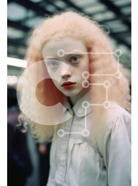 Intra Συλλεκτικό Ξύλινο Παζλ Plywood  4mm - Νεαρή γυναίκα με ροζ μαλλιά Σε Ξύλινο Κουτί - Διαστάσεις Puzzle: 10x10 cm – 25 κομμάτια