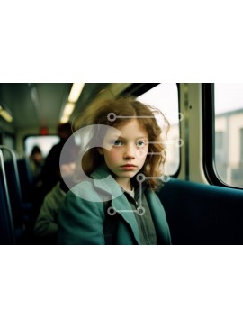 Intra Συλλεκτικό Ξύλινο Παζλ Plywood  4mm - Νεαρό κορίτσι σε υπερπλήρες λεωφορείο Σε Ξύλινο Κουτί - Διαστάσεις Puzzle: 10x10 cm – 25 κομμάτια