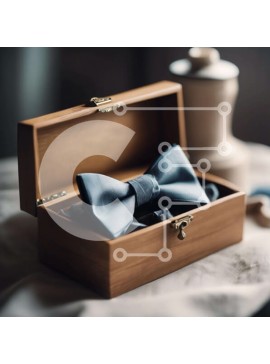 Σετ των 2 Intra Συλλεκτικό Ξύλινο Παζλ Plywood  4mm - Κομψά παπιγιόν σε μπλε και λευκό με ψαλίδι  Σε Ξύλινο Κουτί Σε Ξύλινο Κουτί - Διαστάσεις: 10x10 cm – 25 κομμάτια