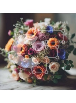 Intra Συλλεκτικό Ξύλινο Παζλ Plywood  4mm - Πολύχρωμο μπουκέτο λουλουδιών σε ξύλινο τραπέζι Σε Ξύλινο Κουτί - Διαστάσεις: 10x10 cm – 25 κομμάτια