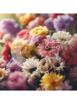 Intra Συλλεκτικό Ξύλινο Παζλ Plywood  4mm - Ζωντανό πολύχρωμο μπουκέτο λουλουδιών σε ανοιχτό βάζο Σε Ξύλινο Κουτί - Διαστάσεις: 10x10 cm – 25 κομμάτια