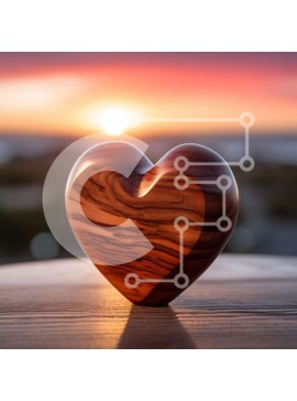 Intra Συλλεκτικό Ξύλινο Παζλ Plywood  4mm - Ξύλινο γλυπτό καρδιάς στο ηλιοβασίλεμα Σε Ξύλινο Κουτί - Διαστάσεις: 10x10 cm – 25 κομμάτια