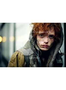 Intra Συλλεκτικό Ξύλινο Παζλ Plywood  4mm - Νεαρός άνδρας με κόκκινα μαλλιά που στέκεται μπροστά από την ανοιχτή πόρτα Σε Ξύλινο Κουτί - Διαστάσεις Puzzle: 10x10 cm – 25 κομμάτια