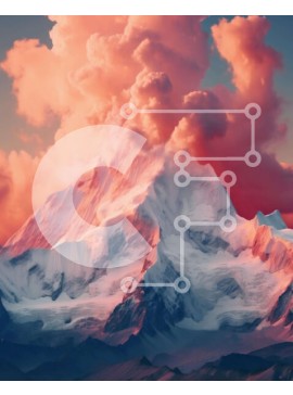 Intra Συλλεκτικό Ξύλινο Παζλ Plywood  4mm - Χιονισμένο βουνό καλυμμένο με ροζ σύννεφα Σε Ξύλινο Κουτί - Διαστάσεις: 10x10 cm – 25 κομμάτια