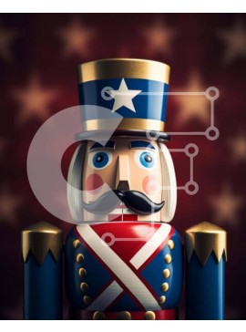 Intra Συλλεκτικό Ξύλινο Παζλ Plywood  4mm - Κόκκινος, λευκός και μπλε Καρυοθραύστης με αμερικανική σημαία Σε Ξύλινο Κουτί - Διαστάσεις Puzzle: 10x10 cm – 25 κομμάτια