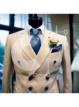 Σετ των 2 Intra Συλλεκτικό Ξύλινο Παζλ Plywood  4mm - Κομψό μπεζ κοστούμι με μπλε μπουτονιέρα Σε Ξύλινο Κουτί - Διαστάσεις: 10x10 cm – 25 κομμάτια