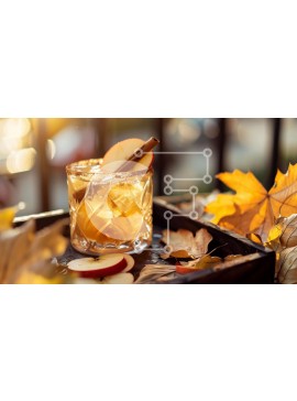 Intra Συλλεκτικό Ξύλινο Παζλ Plywood  4mm - Ποτήρι μηλίτη μηλίτη σε δίσκο με θέμα το φθινόπωρο Σε Ξύλινο Κουτί - Διαστάσεις Puzzle: 10x10 cm – 25 κομμάτια