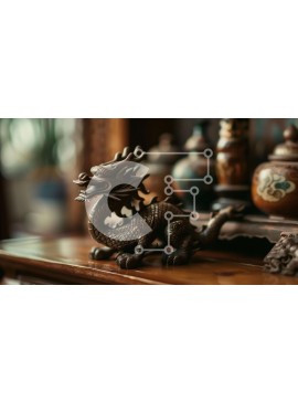 Intra Συλλεκτικό Ξύλινο Παζλ Plywood  4mm - Ξύλινο ντεκόρ ραφιού με άγαλμα δράκου Σε Ξύλινο Κουτί - Διαστάσεις Puzzle: 10x10 cm – 25 κομμάτια