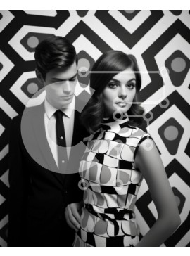 Intra Συλλεκτικό Ξύλινο Παζλ Plywood  4mm - Ασπρόμαυρο πορτρέτο άνδρα και γυναίκας με επίσημη ενδυμασία που ποζάρουν Σε Ξύλινο Κουτί - Διαστάσεις Puzzle: 10x10 cm – 25 κομμάτια