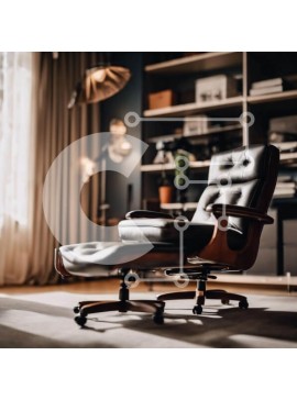 Intra Συλλεκτικό Ξύλινο Παζλ Plywood  4mm - Μαύρη δερμάτινη καρέκλα γραφείου και Ottoman in Room Corner Σε Ξύλινο Κουτί - Διαστάσεις Puzzle: 10x10 cm – 25 κομμάτια