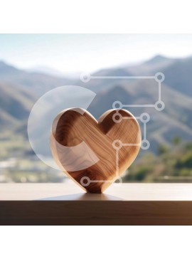 Intra Συλλεκτικό Ξύλινο Παζλ Plywood  4mm - Ξύλινο γλυπτό σε σχήμα καρδιάς σε ανοιχτό παράθυρο με θέα στο βουνό Σε Ξύλινο Κουτί - Διαστάσεις Puzzle: 10x10 cm – 25 κομμάτια