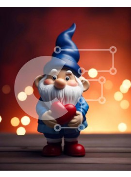 Intra Συλλεκτικό Ξύλινο Παζλ Plywood  4mm - Παιχνίδι Gnome με διακοσμημένη καρδιά και διάσπαρτα φώτα Σε Ξύλινο Κουτί - Διαστάσεις Puzzle: 10x10 cm – 25 κομμάτια