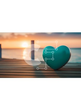 Intra Συλλεκτικό Ξύλινο Παζλ Plywood  4mm - Μπλε αντικείμενο σε σχήμα καρδιάς στην αποβάθρα στο ηλιοβασίλεμα Σε Ξύλινο Κουτί - Διαστάσεις: 10x10 cm – 25 κομμάτια