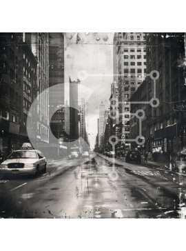 Intra Συλλεκτικό Ξύλινο Παζλ Plywood  4mm - Άδειο City Street με αυτοκίνητα και ταξί Σε Ξύλινο Κουτί - Διαστάσεις Puzzle: 10x10 cm – 25 κομμάτια