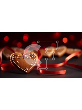 Intra Συλλεκτικό Ξύλινο Παζλ Plywood  4mm - Μπισκότα μελόψωμο σε σχήμα καρδιάς με κόκκινες κορδέλες Σε Ξύλινο Κουτί - Διαστάσεις Puzzle: 10x10 cm – 25 κομμάτια