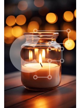 Intra Συλλεκτικό Ξύλινο Παζλ Plywood  4mm - Γυάλινο Βάζο Κεριού με Πορτοκαλί Φλόγα Σε Ξύλινο Κουτί - Διαστάσεις Puzzle: 10x10 cm – 25 κομμάτια