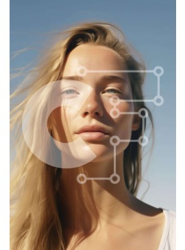 Intra Συλλεκτικό Ξύλινο Παζλ Plywood  4mm - Γυναίκα με μακριά ξανθά μαλλιά που κοιτάζει ψηλά στο Blue Sky Σε Ξύλινο Κουτί - Διαστάσεις Puzzle: 10x10 cm – 25 κομμάτια