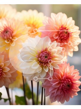 Intra Συλλεκτικό Ξύλινο Παζλ Plywood  4mm - Πολύχρωμο μπουκέτο λουλουδιών Ντάλια σε ανοιχτό βάζο Σε Ξύλινο Κουτί - Διαστάσεις: 10x10 cm – 25 κομμάτια