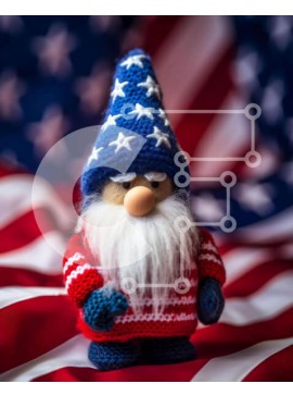 Intra Συλλεκτικό Ξύλινο Παζλ Plywood  4mm - Πατριωτικό παιχνίδι Gnome στην αμερικανική σημαία Σε Ξύλινο Κουτί - Διαστάσεις Puzzle: 10x10 cm – 25 κομμάτια