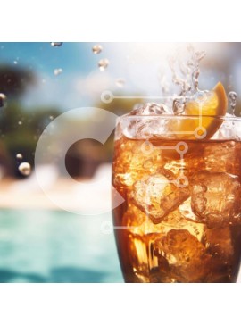 Intra Συλλεκτικό Ξύλινο Παζλ Plywood  4mm - Ποτήρι παγωμένο τσάι με φέτα πορτοκαλιού δίπλα στην πισίνα Σε Ξύλινο Κουτί - Διαστάσεις Puzzle: 10x10 cm – 25 κομμάτια