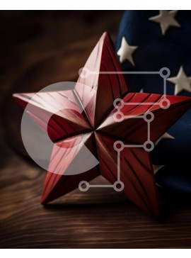 Intra Συλλεκτικό Ξύλινο Παζλ Plywood  4mm - Ξύλινο αστέρι στην αμερικανική σημαία Σε Ξύλινο Κουτί - Διαστάσεις Puzzle: 10x10 cm – 25 κομμάτια