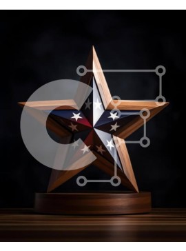 Intra Συλλεκτικό Ξύλινο Παζλ Plywood  4mm - Ξύλινο αστέρι με σχέδιο αμερικανικής σημαίας Σε Ξύλινο Κουτί - Διαστάσεις Puzzle: 10x10 cm – 25 κομμάτια