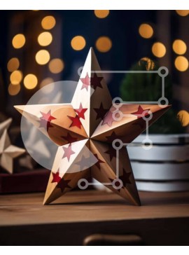 Intra Συλλεκτικό Ξύλινο Παζλ Plywood  4mm - Ξύλινο Αστέρι Διακόσμηση σε γιορτινό σκηνικό Σε Ξύλινο Κουτί - Διαστάσεις Puzzle: 10x10 cm – 25 κομμάτια