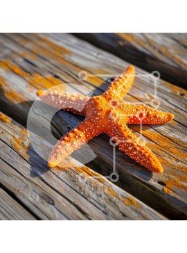 Intra Συλλεκτικό Ξύλινο Παζλ Plywood  4mm - Πορτοκαλί αστερίας σε ξύλινο τραπέζι Σε Ξύλινο Κουτί - Διαστάσεις: 10x10 cm – 25 κομμάτια