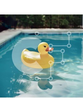 Intra Συλλεκτικό Ξύλινο Παζλ Plywood  4mm - Κίτρινη λαστιχένια πάπια που επιπλέει στην πισίνα Σε Ξύλινο Κουτί - Διαστάσεις Puzzle: 10x10 cm – 25 κομμάτια